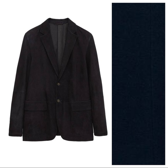 NWT. Massimo Dutti Navy Blue Viscose Blazer/Jersey Jacket. Size 44. - Picture 6 of 11